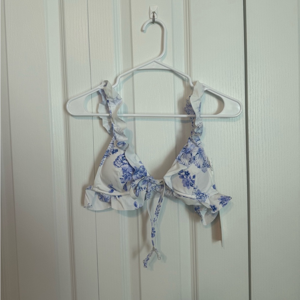 Floral Ruffle Bikini Top